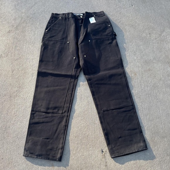 Carhartt Pants NWT Men 40x34 Black Loose Fit Double Knee Carpenter USA B01-M